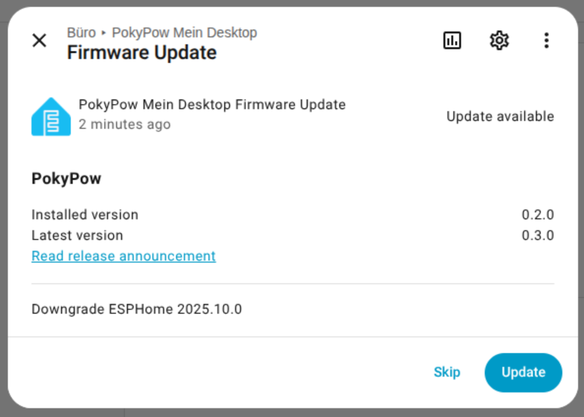 PokyPow Updates in Home Assistant